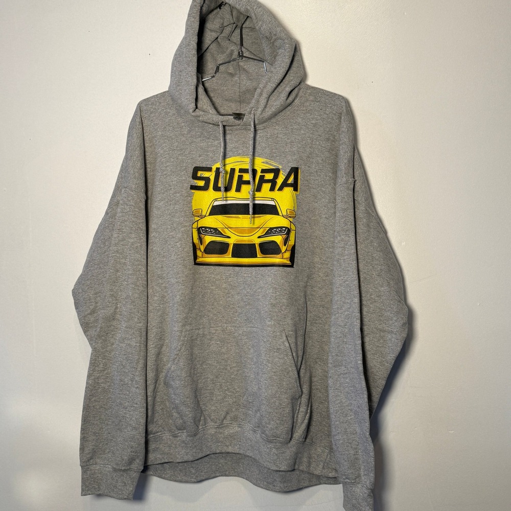 Toyota Supra Graphic Heavy Hoodie Gray Mens XL JDM Car Sweatshirt BNWT